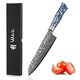Wakoli Kiritsuke Damastmesser mit 20 cm Klinge | Scharfes Kochmesser aus 67 Lagen Damaststahl & VG10-Kern | Profi Messer für Fleisch, Fisch & Gemüse | Ergonomischer Epoxidharzgriff | In Geschenkbox