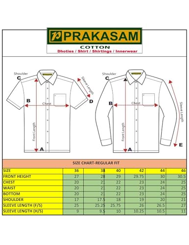 Image of PRAKASAM COTTON Men's Regular Fit Mono Cotton Half Sleeve Shirt | Premium Plain Cotton Blend Fabric | Half White Classic Political Lightweight, Breathable & Comfort Shirt