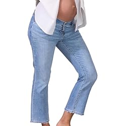 HATCH Crop Maternity Denim Jeans, Low Rise, Slight Flared Crop Hem, Under The Belly Design for Pregnancy & Beyond, 26" Inseam