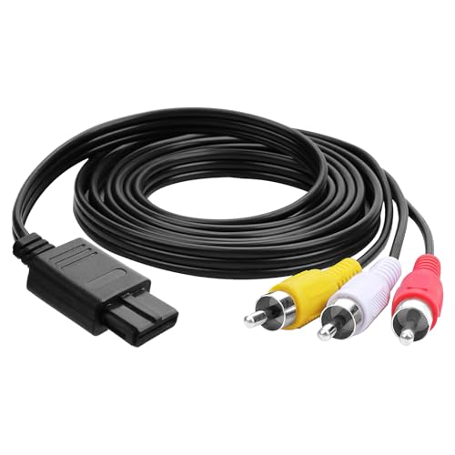 AV Cable N64 Compatible con Nintendo N64/64/GameCube/Super Nintendo SNES TV Game/NGC, Audio Estéreo Video AV RCA Cable de Alimentació para Consola de Juegos