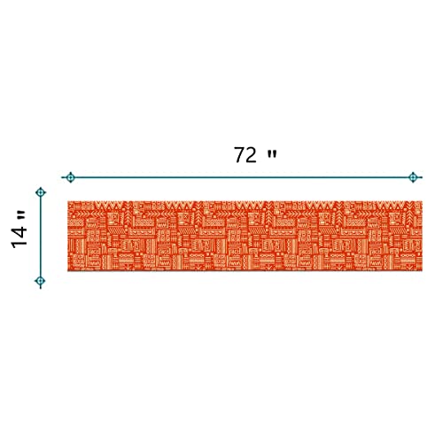Ethnic Pattern Table Runner Orange Stripes Cotton Linen Table Runners Farmhouse Home Decor For Kitchen Dinner Party Holidays Housewarming Gift (14X72 Inches ) #TOP1