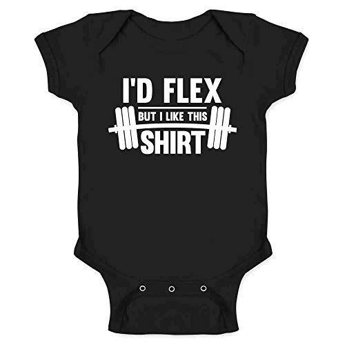 Pop Threads I'd Flex But I Like This Shirt Funny Quote Black 6M