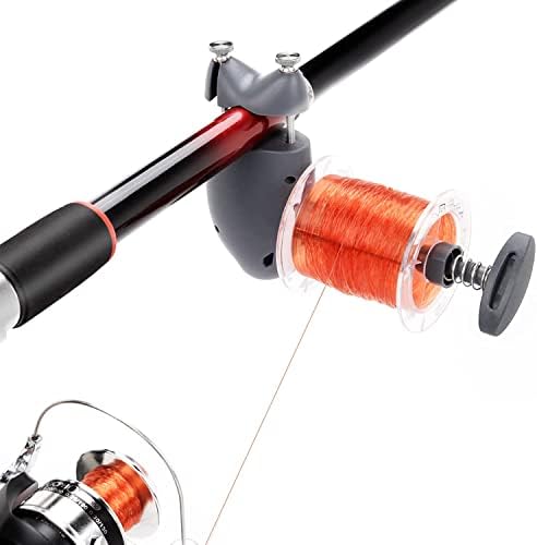 BOOSTEADY Fishing Line Spooler, Fishing Line Spooling Tools for Spinning Reels and Casting Reels, Portable Fish Shape Adjustable Position Line Counter, Grey