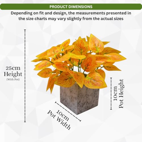 Image of fancymart Artificial Plant with Real-Touch Leaves in Pot, 25 cm, Indoor Tabletop Item for Home Decor, Office, Living Room