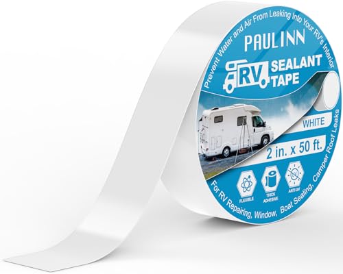 Image of PAULINN RV Camper Roofing Repair Sealant Tape, 2 Inch X 50 Foot Natural White Trailer Roof Rubber Sealing Tape, UV & Weatherproof Roof Seal Tape for RV Camper Trailer Boat Sealing Leak Repair