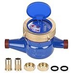 YHNDECO Cold Water Meter, 15mm 1/2 inch Copper Material Water Flow Meter, Water Flow Measuring Meter with Brass Fittings, for Garden Home Usage, Reliable Water Test, Metering Applications
