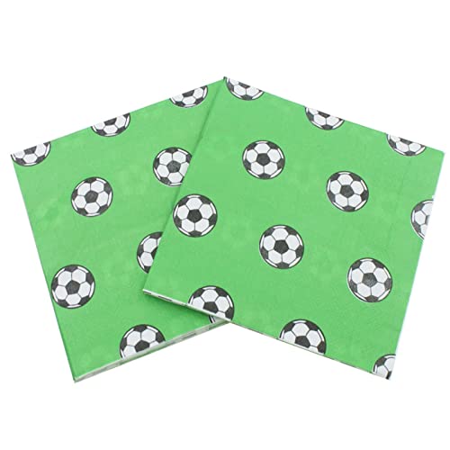 20 peças de louça de bola de futebol | Guardanapos de futebol verde talheres de futebol | Decorações