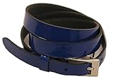 Boucle en métal Finest Luxury Ceinture en cuir verni, bleu roi/argenté.