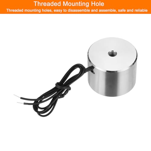 uxcell Electroimán Solenoide Redondo DC 24V 180N 44LB/20Kg Imán Eléctrico para Equipo de Automatización miniatura 4