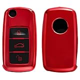 kwmobile Carcasa para Mando Compatible con VW Skoda Seat Llave de Coche de 3 Botones - Funda para Llaves de Coche con Botones de TPU - Rojo Brillante