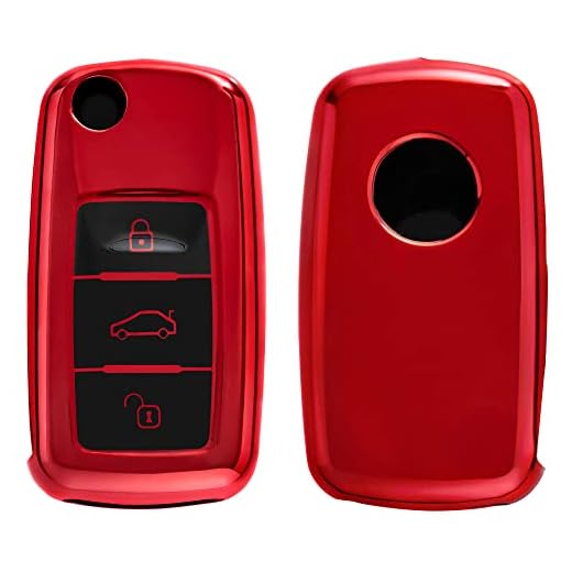 kwmobile Funda para Mando de VW Skoda Seat - Carcasa con Botones para Llave del Coche Llave de 3 Botones para Coche VW Skoda Seat - Rojo Brillante