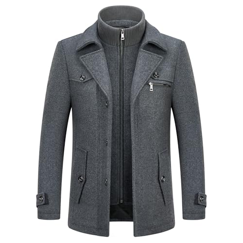KUDORO Manteau Homme en Laine Chaud Hiver Trench Coat Mi-Long Classique