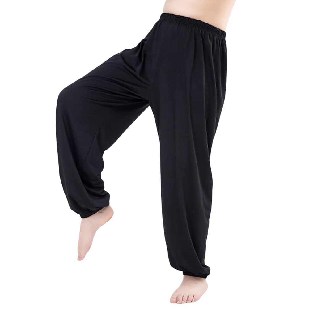 LibaobaoyoKids Unisex Kung Fu Wide Pants Stretchy Elastic Waist Taichi Martial Arts Practice Trousers for Boys Girls