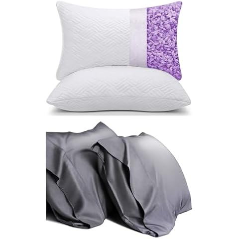 WISHSMILE Cooling Pillows and Pillowcases,Queen,Grey Cover