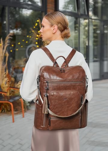 Image of Shrrie Vegan Leather Laptop Backpack for Women 15.6 inch Work Backpack Fashion Travel Backpack Purse for Business College