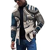 KONG JIMFAN Winterjacke Herren Hoodie Jacken Hemd Weiß Jacken Herren Herrn T Shirt Muscle Shirt Herren Herren Dünne Jacke Jacke Ohne Ärmel Stehkragenhemden Herren Bomberjacke Schwarz(Silber,XL)