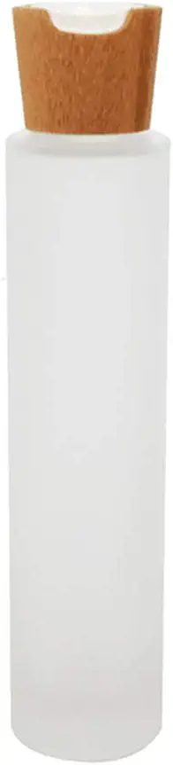 1PC 100ml/3.4oz Upscale Empty Refillable Frosted Glass Bottles Portable Cosmetic Jar Container Pot Vial Holder with Eco-friendly Bamboo Press Disk Top Cap for Lotion Essential Oil Essence Toner