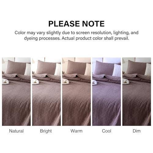 opso King Size Quilt Bedspread Sets, Cotton Bedding Set with 2 Pillowcases, Prewashed Lightweight Soft Quilted Cross Stitch Vintage Coverlet Comforter Sets, Brown — view 4