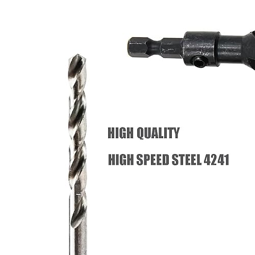 Miniatura 3 de Juego de brocas avellanadas con vástago hexagonal de 1/4, HSS4241#6/10/13/16 con llave hexagonal para carpintería, accesorios de herramientas de