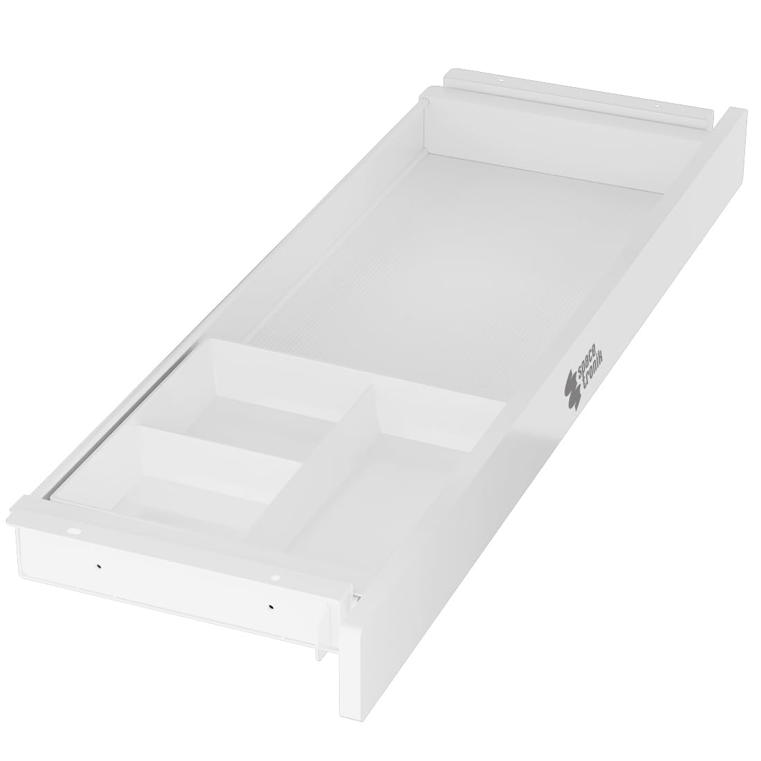 Spacetronik Cassetto sotto scrivania bianco, cassetto sottopiano con 5 scomparti, robusto cassetto inferiore, 718 x 230 x 61 mm, portata 5 kg, per ufficio, home office