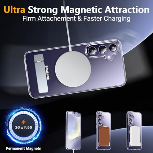 Image of SPIDERCASE Magnetic for Samsung Galaxy S24 Case, [3 Stand Ways][ Military Grade Drop Protection] with Invisible Stand Shockproof Slim Case for Samsung Galaxy S24 6.2 inch, Clear