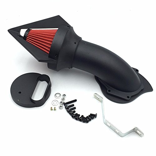 AfterMokit Triangle Spike Air Cleaner Intake with Red Filter for Yamaha V-Star 1100 Dragstar XVS1100 1999-2012 Matte Black