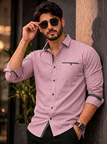 Image of Amazon Brand - INKAST Cotton Shirt for Men | Regular Fit Full Sleeve Casual Shirt | Stylish Formal Office Wear Shirts for Men | Soft Comfortable Breathable Cotton Fabric | Fashionable Office Wear