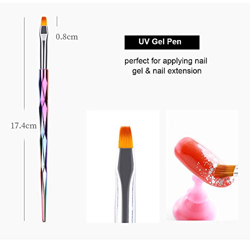 Baugger 3 peças de pincéis para arte em unhas, conjunto de pincéis de acrílico UV gel para pintura d
