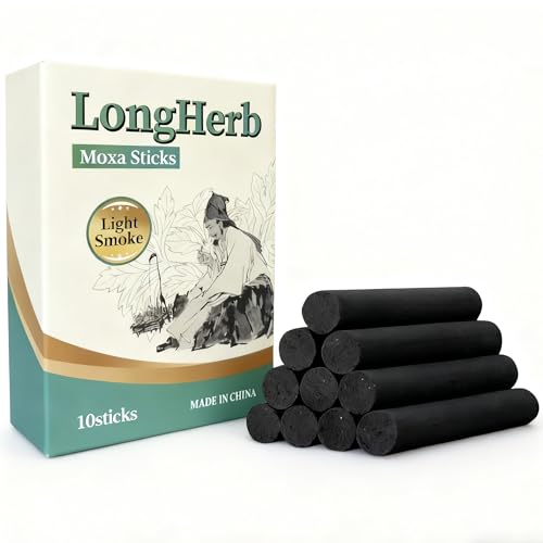 10 Pcs Smokeless Moxa Sticks - Pure Moxa Stick for Moxibustion Therapy High Density Smokeless Moxa Premium Moxa Sticks for Moxibustion Long-Lasting Moxibustion Sticks
