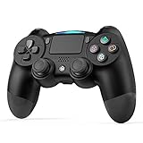 【Präzisionskontrolle】 Die tastenreaktion ist schnell was eine einfache Steuerung ermöglicht. Das kabellose gamepad hat einen 3D-beschleunigungssensor und kreiselsensor integriert besdtehend aus einer 6-Achsen-Erfassungsfunktion für X, Y, Z, G. Ein-Tasten-Verbindungsmodus für einfache handhabung.