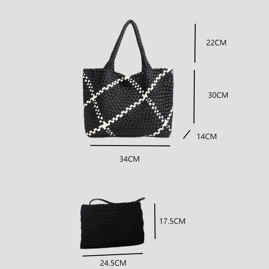 Bolso tote tejido para mujer, ligero, con clutch, ideal para la playa, viajes y uso diario miniatura 3