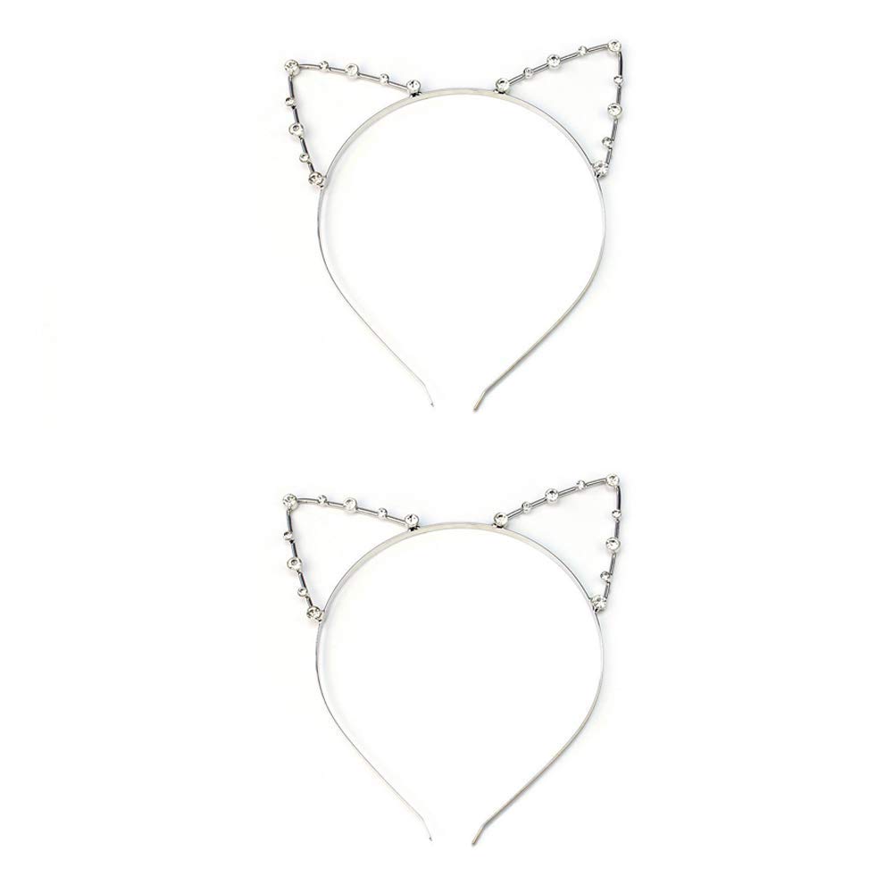 BWESOO Silver Cat Ears Headband Crystal Metal Headbands Cat Ear Headband Silver Dependable Performance Bun and Crown Shapers Hair Care - Image 5