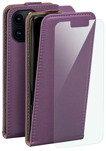 Étui violet pour iPhone 14 Pro moex avec film écran et protection 360 en cuir