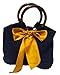 athizay Denim handbags wooden handles Deep Blue Denim Potli Bags with Handcrafted Mustard Yellow Bow Detail hand carry wristlets bags for women