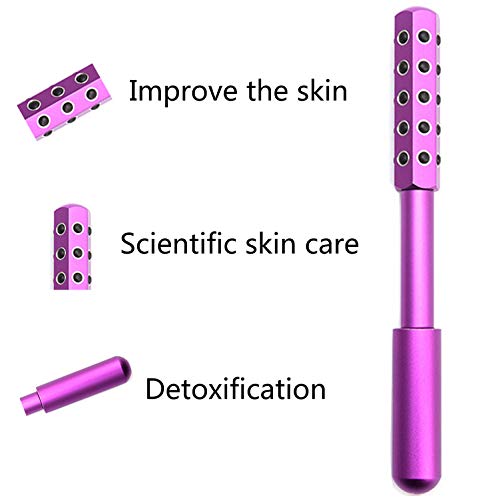 JIUJ Radiance Roller – Germanium-Stein, belebende Gesicht/Augen/Körper, Massagerolle für Hautstraffung/Straffung, Entschwellung, Anti-Aging- und Spannungslinderung (lila)
