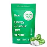 NeuroGum Energy & Focus Gum (90 Count Bag, Spearmint) | 40mg Natural Caffeine + L-Theanine + Vitamin B12 & B6 + Xylitol | Sugar Free Nootropic Cognitive Brain Performance Supplement