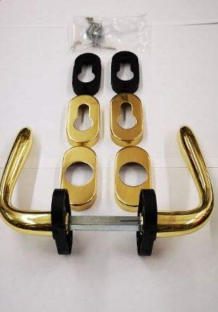 MANIGLIA PER PORTA SIDNEY 1126 IN MARITECH ORO LUCIDO, FORO YALE, COMPLETA PER UNA PORTA DENTRO+FUORI, ROSETTA OVALE