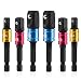 Produktbild ZOJI schlagschrauber nüsse,6 Stück 1/4" 3/8" 1/2" Sechskant Stecknussadapter Stecknuss Adapter Steckschlüssel Schraubenschlüssel Nuss Set Verbindung Kopfverlängerung mit Farbbänder für Akkuschrauber