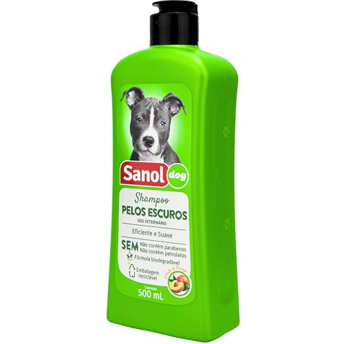 Sanol Dog Shampoo De Pêlos Para Cães E Gatos Escuros 500 Ml Verde