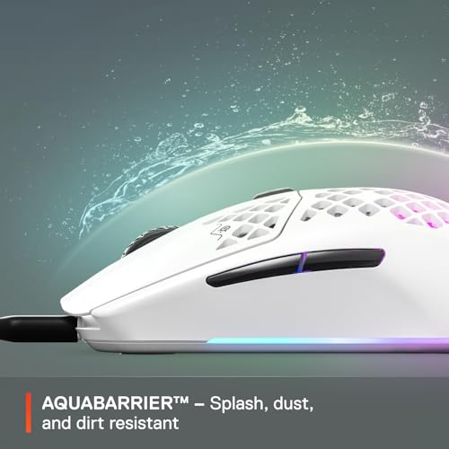 SteelSeries Aerox 3 Wireless - RGB Gaming-Mouse mit Öffnungen in der Oberfläche - Federleichtes, wasserabweisendes Design - Optischer TrueMove Air-Sensor mit 18.000 DPI - Snow – Bild 6