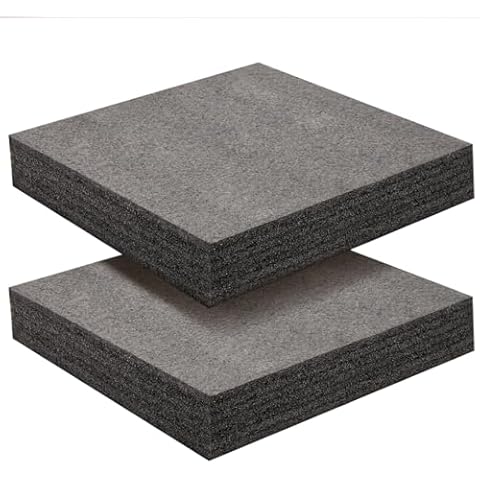 Okuna Outpost 2-Pack Packing Foam Sheets - 12x12x2 Customizable Polyethylene Foam Sheets for Tool Case Cushioning & Crafts - Tool Box Foam Sheets - Black 2 Inch Foam Padding Sheets, Square Foam Sheets Cover