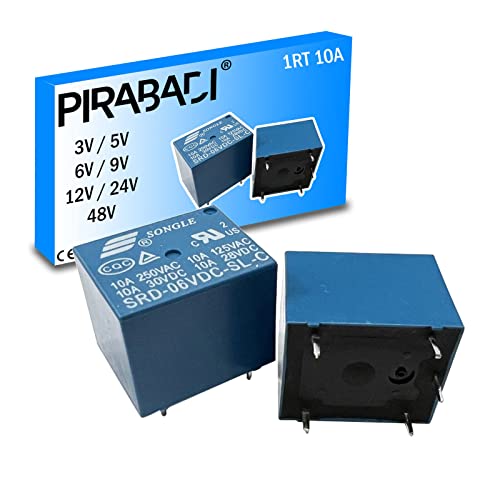 2 RELAIS DE PUISSANCE BOBINE 1 RT 10A POUR CIRCUIT IMPRIMÉ BOBINE 6V RELAY | 5 PIN/BROCHE | SRD-06VDC-SL-C (462)