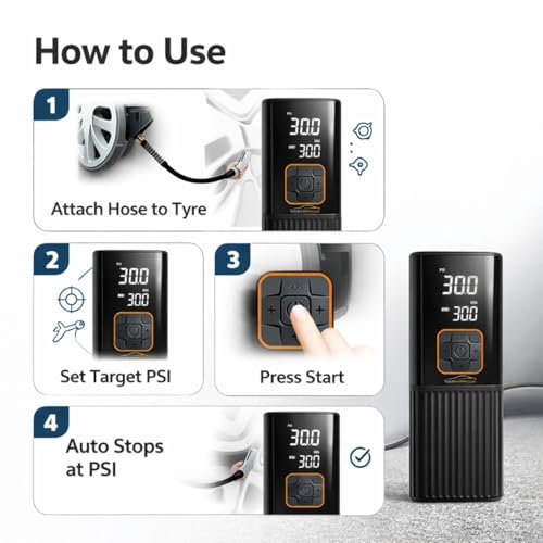 Image of YOURKARTS 2-in-1 Portable Tyre Inflator for Car & Bike