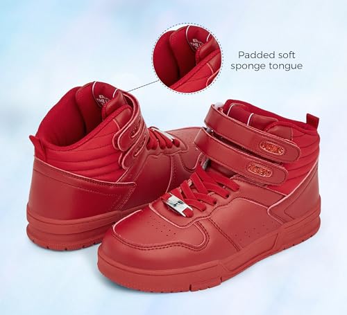 Image of LUCKY STEP Women High Top Fashion Sneakers Ankle Boots | Basketball Walking Tennis Shoes Platform Hook and Loop Faux Leather Sneaker
