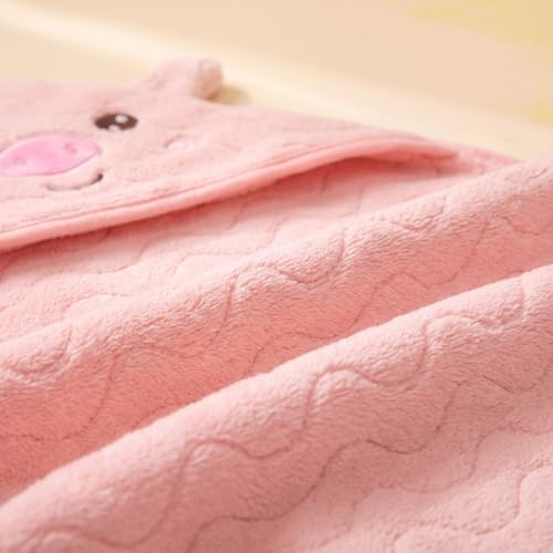 Image of Baby Hooded Towels,31 x 31 in Baby Washcloths, Infant Super Soft Baby Bath Towels with Hood for Toddlers1-3 (Blue Penguin + Pink Pig)