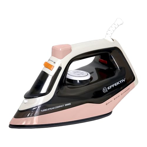 EFFEKTIV - Plancha Vapor Compact 2500X | Plancha Ropa con Suela Cerámica | Diseño Ligero y Ergonómico | Plancha Compacta con Autoapagado | 2400W de Potencia | Golpe de Vapor 500 g | Cable 2,5 m