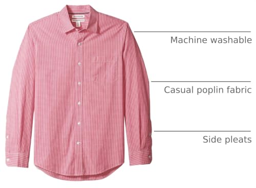 Image of Amazon Essentials Men's Regular-Fit Long-Sleeve Casual Poplin Shirt, Button Front, Business Casual, Collared