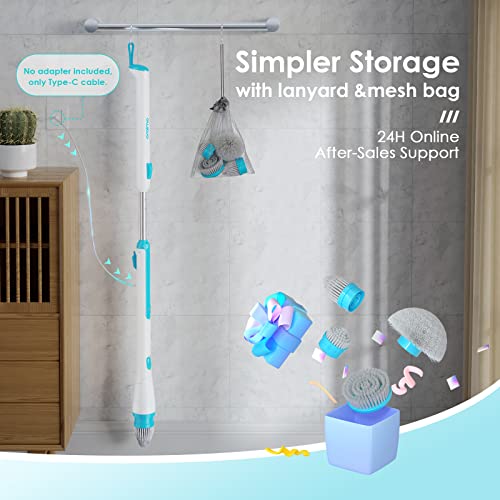 Oraimo Electric Spin Scrubber, Electric Shower Scrubber With Adjustable Angles, Cordless Bathroom Scrubber With 4 Replaceable Brushes, 2 Speeds For Bathroom Kitchen Bathtub Grout Sink Tile Wall Pool #TOP7