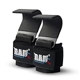 RAD Weight Lifting Hooks for Men & Women – Heavy Duty Gym Hooks with Thick Wrist Padding – Lifting Straps with Hooks for Deadlifts, Pull-Ups, Rows & Powerlifting – Black (Pair)