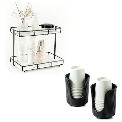 Dobbyby Black Countertop Organizer with 3-4oz Cup Dispenser Cover